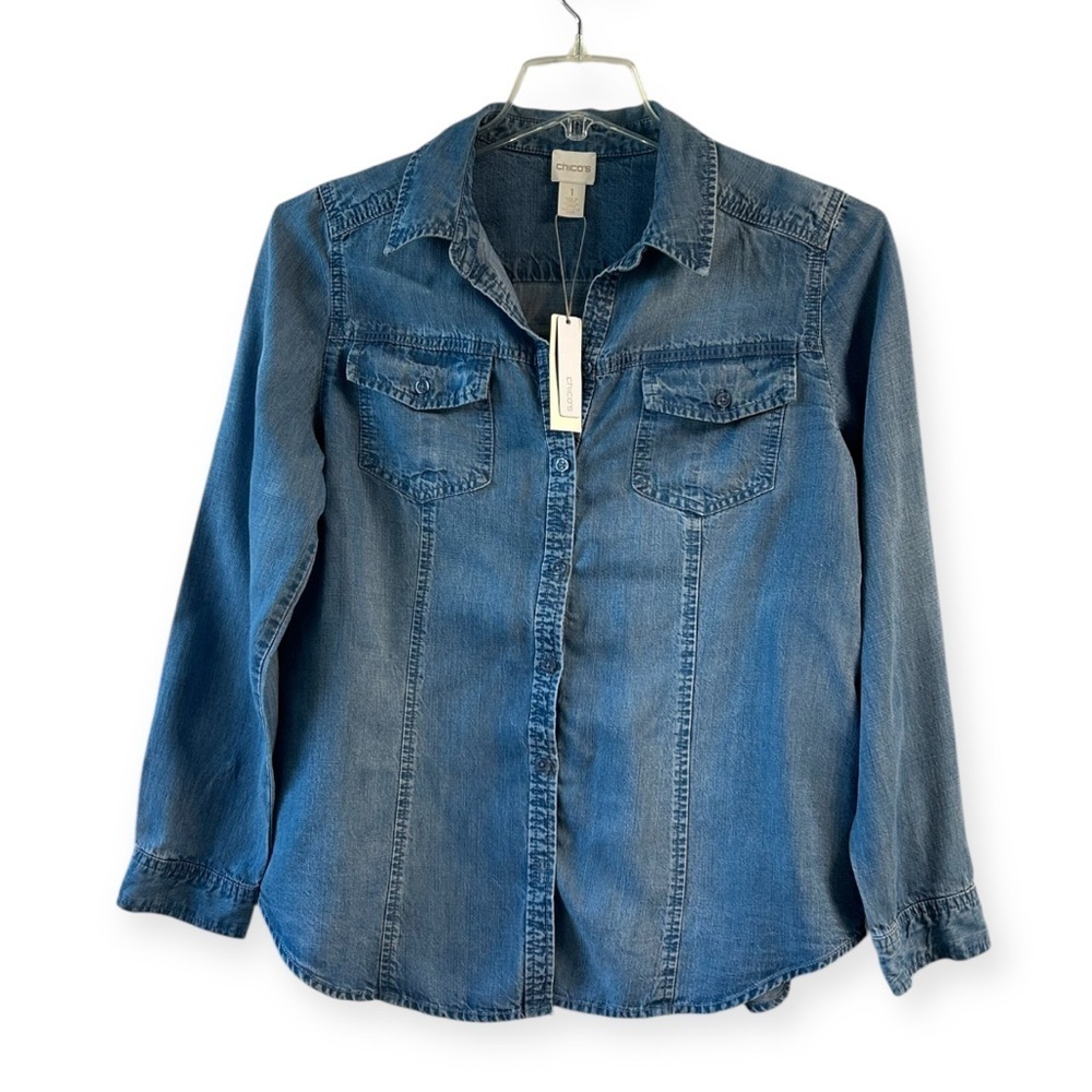 NWT Chicos Blue Denim Shirt - Picture 3 of 6